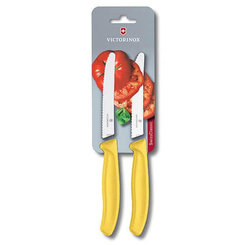 Victorinox Swiss Classic Tomato & Table Knife Serrated Twin Pack - Yellow