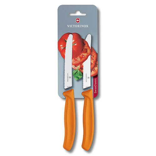 Victorinox Swiss Classic Tomato & Table Knife Serrated Twin Pack - Orange