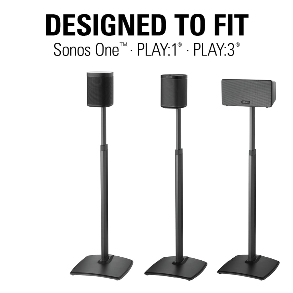 Sanus Adjustable Height Wireless Speaker Stands designed for SONOS ONE, Sonos One SL, Play:1, and Play:3 - Pair