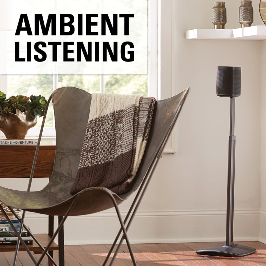 Sanus Adjustable Height Wireless Speaker Stands designed for SONOS ONE, Sonos One SL, Play:1, and Play:3 - Pair