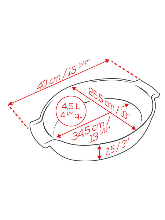 Peugeot Appolia Ceramic Oval Baking Dish 40cm