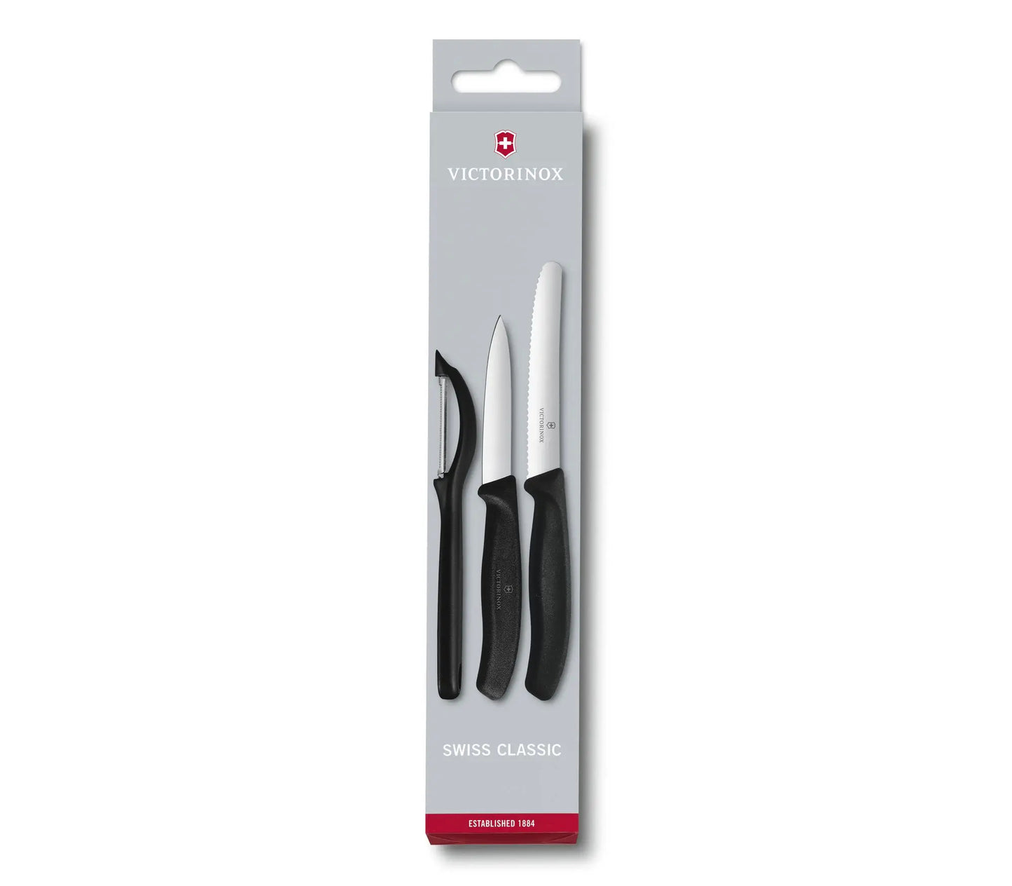 Victorinox Swiss Classic Paring Knife Set With Peeler 3 Pieces - Black