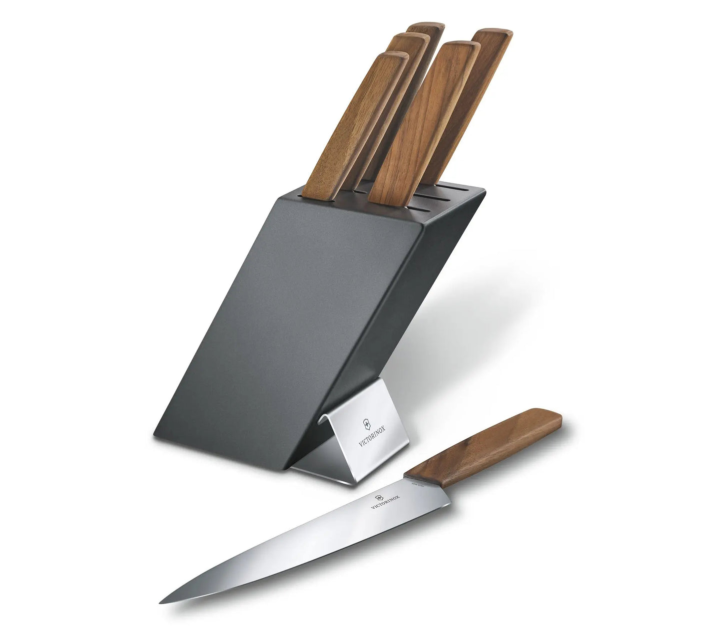 Victorinox Swiss Modern Walnut 6 Piece Cutlery Knife Block