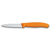 Victorinox Swiss Classic Serrated Paring Knife Pointed Tip Twin Pack - Orange