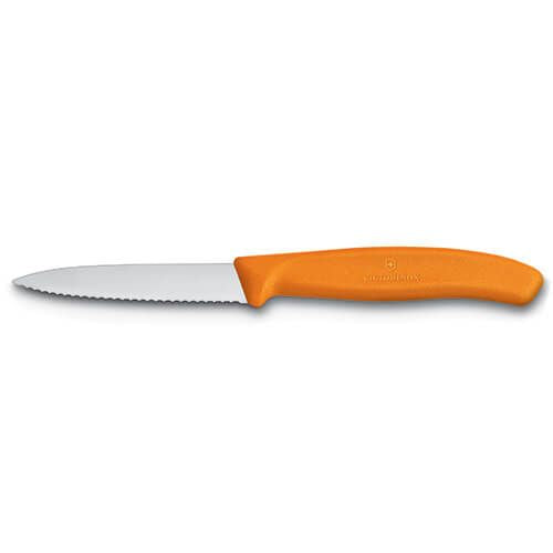 Victorinox Swiss Classic Serrated Paring Knife Pointed Tip Twin Pack - Orange