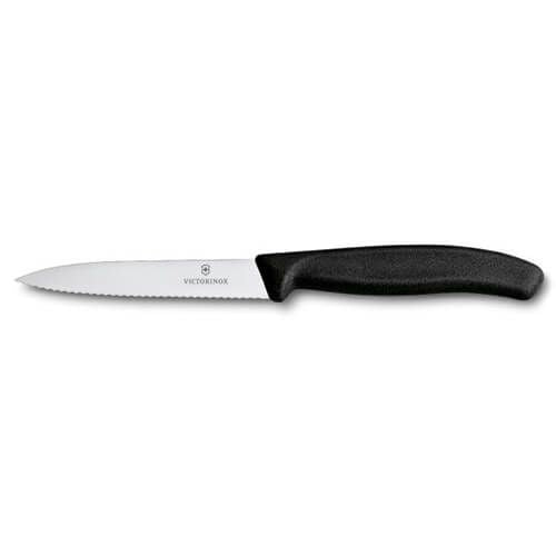 Victorinox Swiss Classic Serrated Paring Knife Pointed Tip Twin Pack - Black