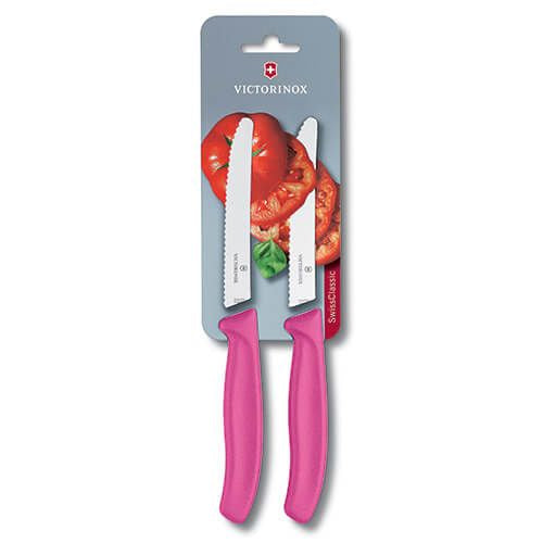 Victorinox Swiss Classic Tomato & Table Knife Serrated Twin Pack - Pink