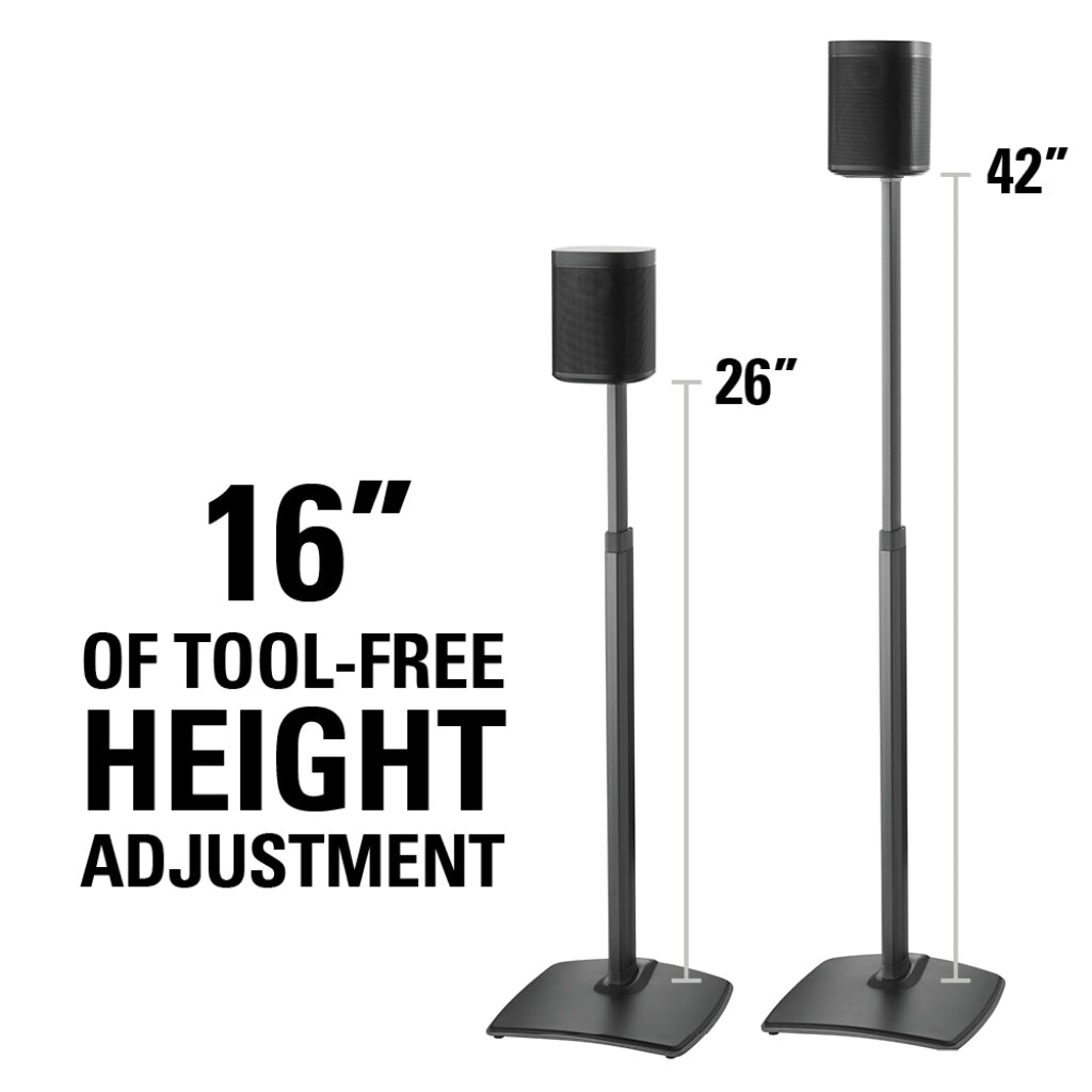 Sanus Adjustable Height Wireless Speaker Stands designed for SONOS ONE, Sonos One SL, Play:1, and Play:3 - Pair